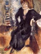 Jules Pascin Aiermila wearing the black dress oil painting